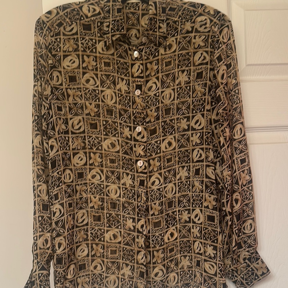 70s Jaeger Geometric Patterned Button-Up Shirt